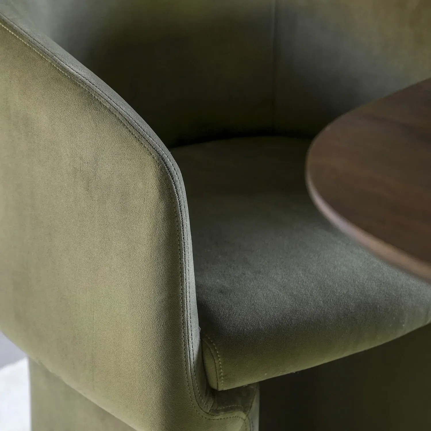 Curved Dining Chair - Green, Fabric