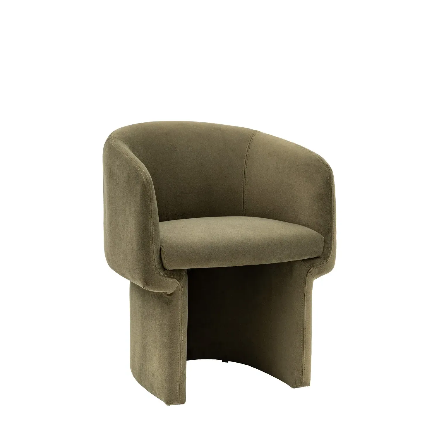 Curved Dining Chair - Green, Fabric