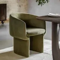 Curved Dining Chair - Green, Fabric