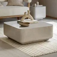 Curved Square Coffee Table - White, Concrete