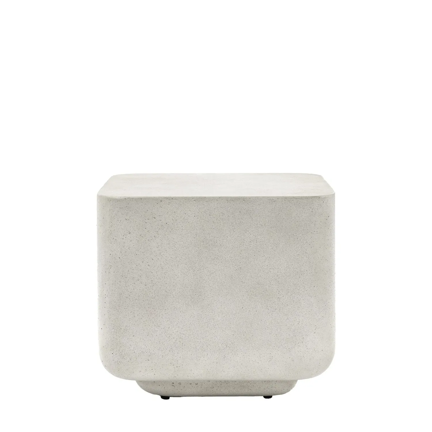 Curved Square Side Table - White, Concrete