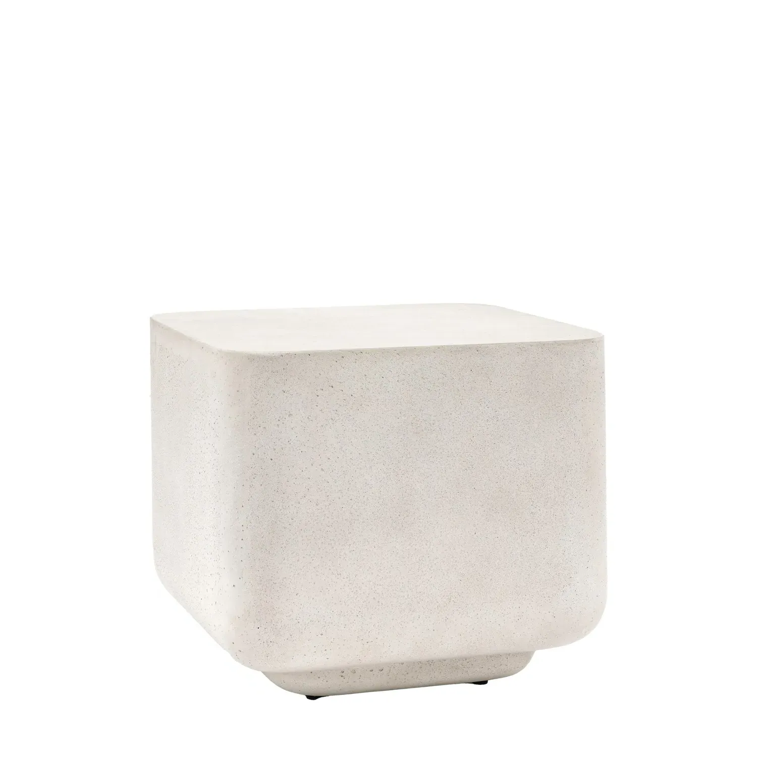 Curved Square Side Table - White, Concrete