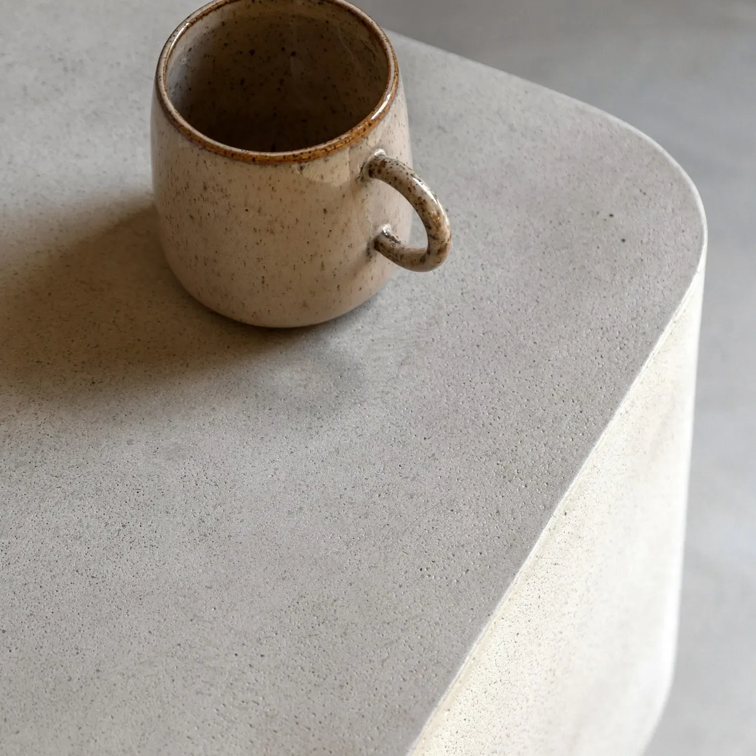 Curved Square Side Table - White, Concrete