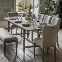 Extendable Dining Set with 6 Chairs & Bench - Oak