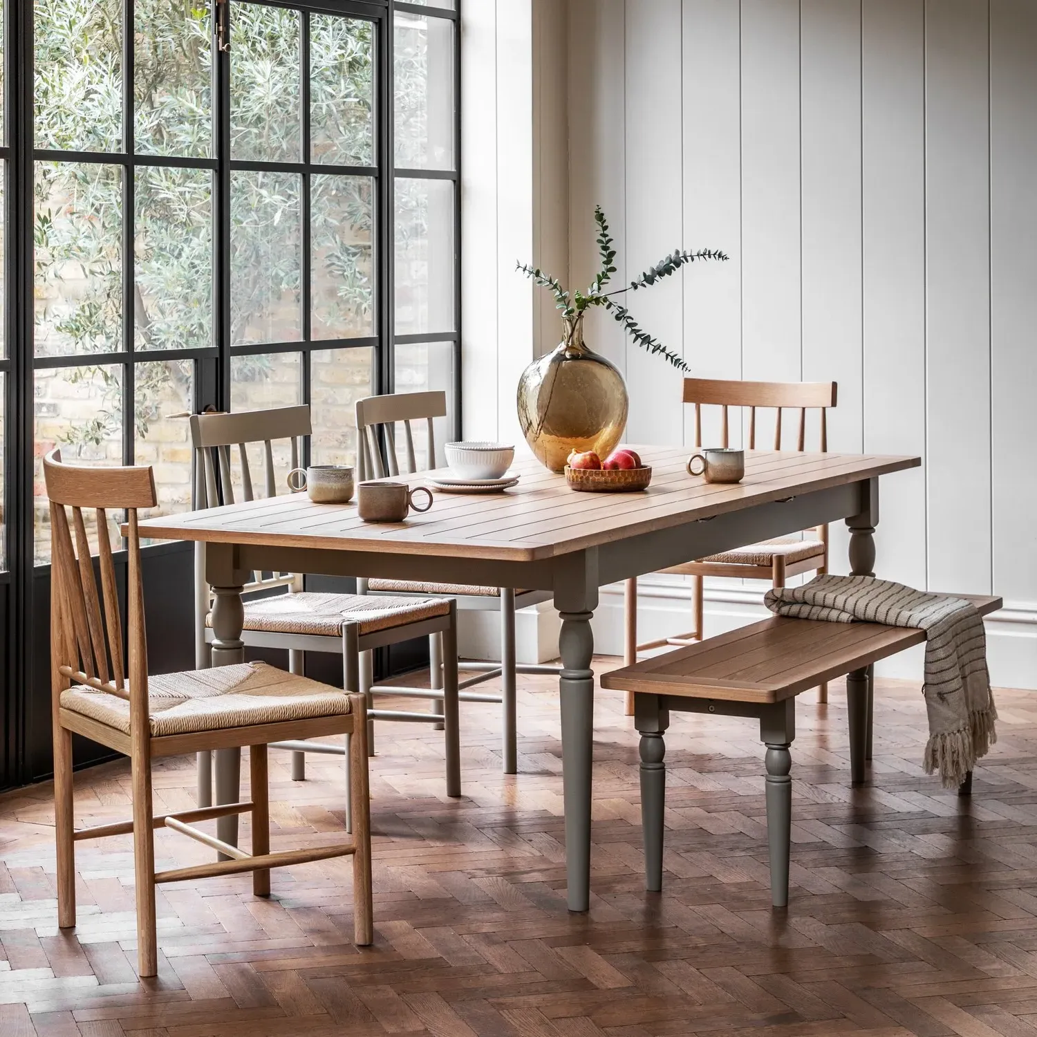 Extendable Dining Table - Green, Oak
