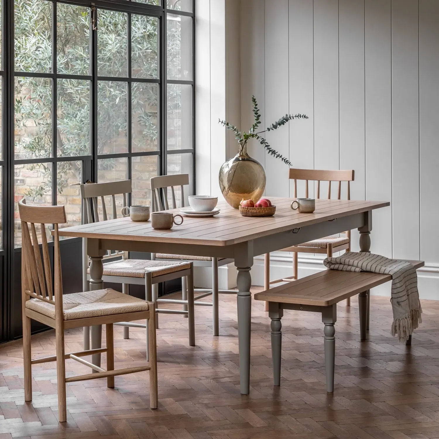 Extendable Dining Table - Green, Oak