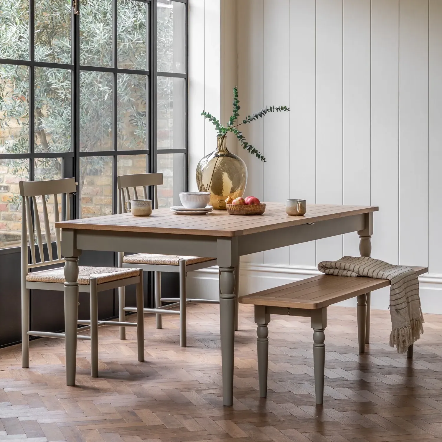 Extendable Dining Table - Green, Oak