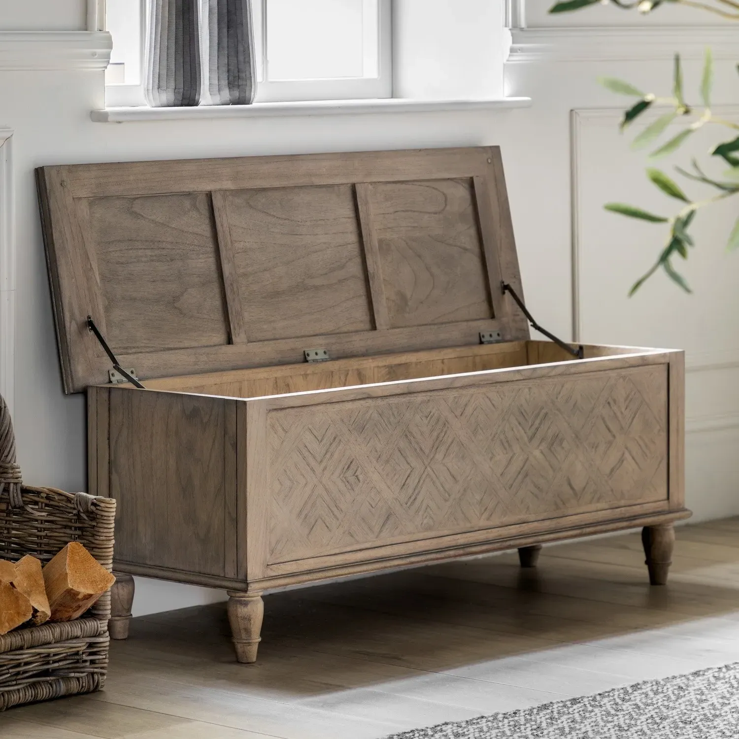 Farmhouse Bench with Storage - Brown, Mindy Wood