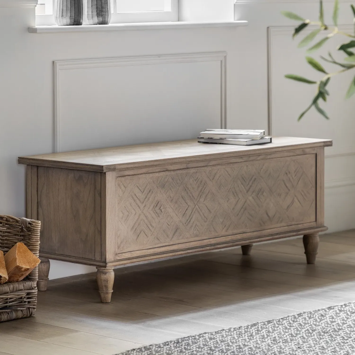 Farmhouse Bench with Storage - Brown, Mindy Wood image