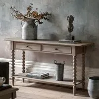 Large Console Table with 2 Drawers - Brown, Oak