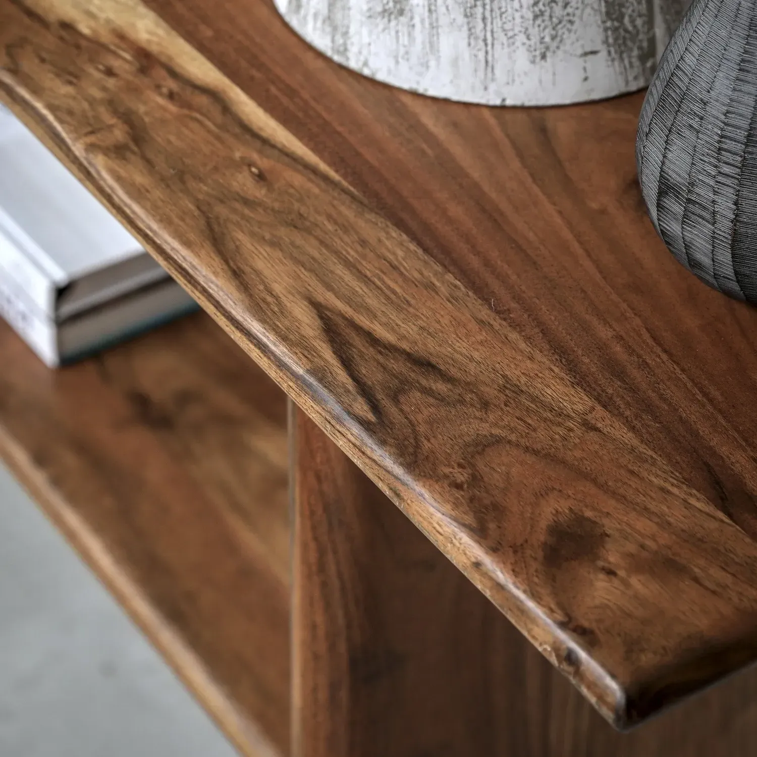 Large Console Table with Shelf - Brown, Acacia