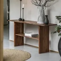 Large Console Table with Shelf - Brown, Acacia