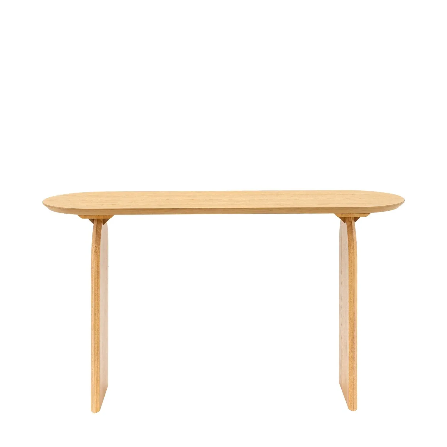 Large Curved Console Table - Brown, Oak Veneer