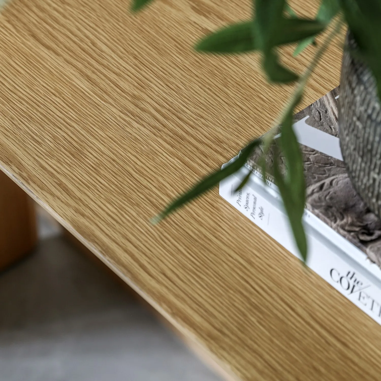 Large Curved Console Table - Brown, Oak Veneer