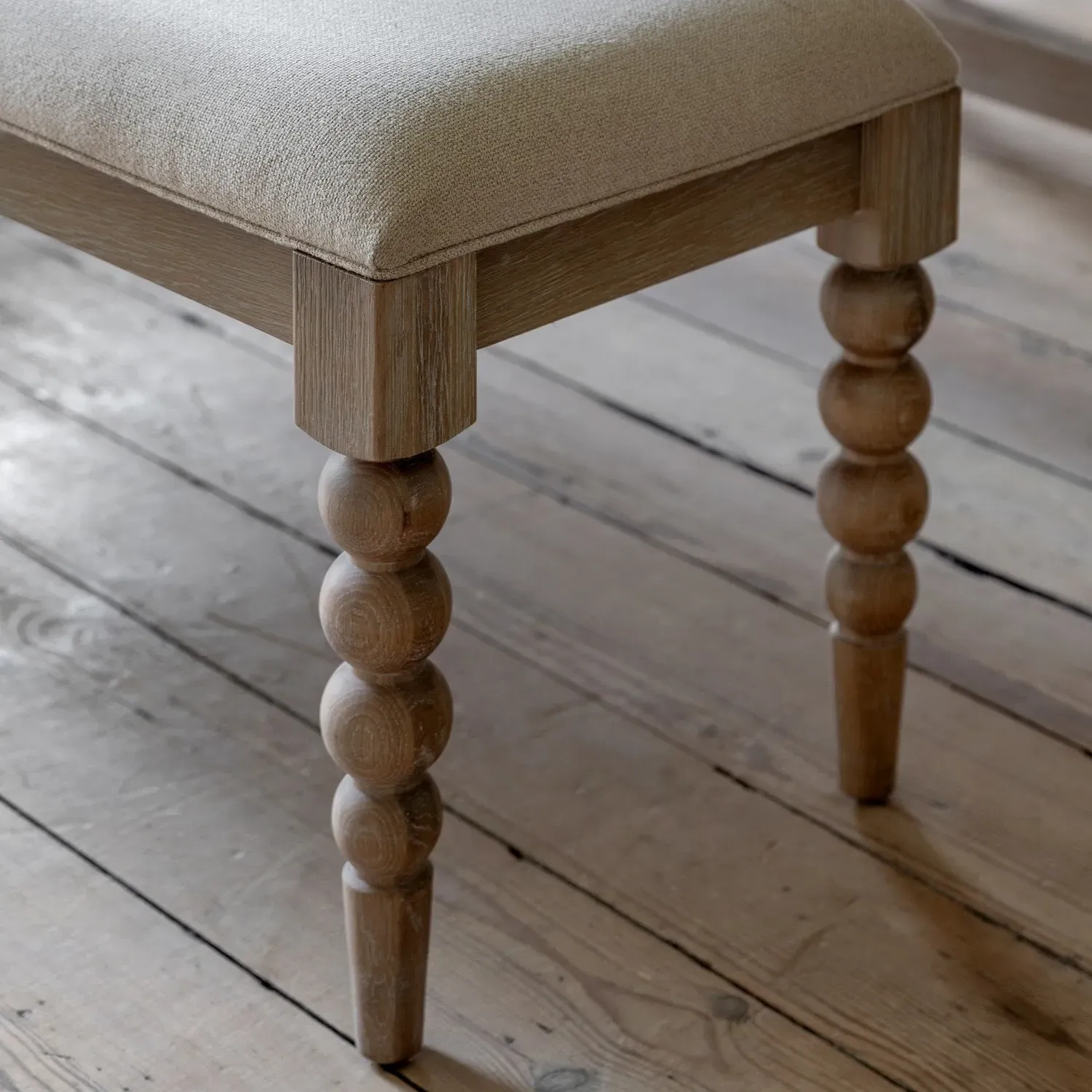 Large Dining Bench with Bobbin Detail - Brown, Oak