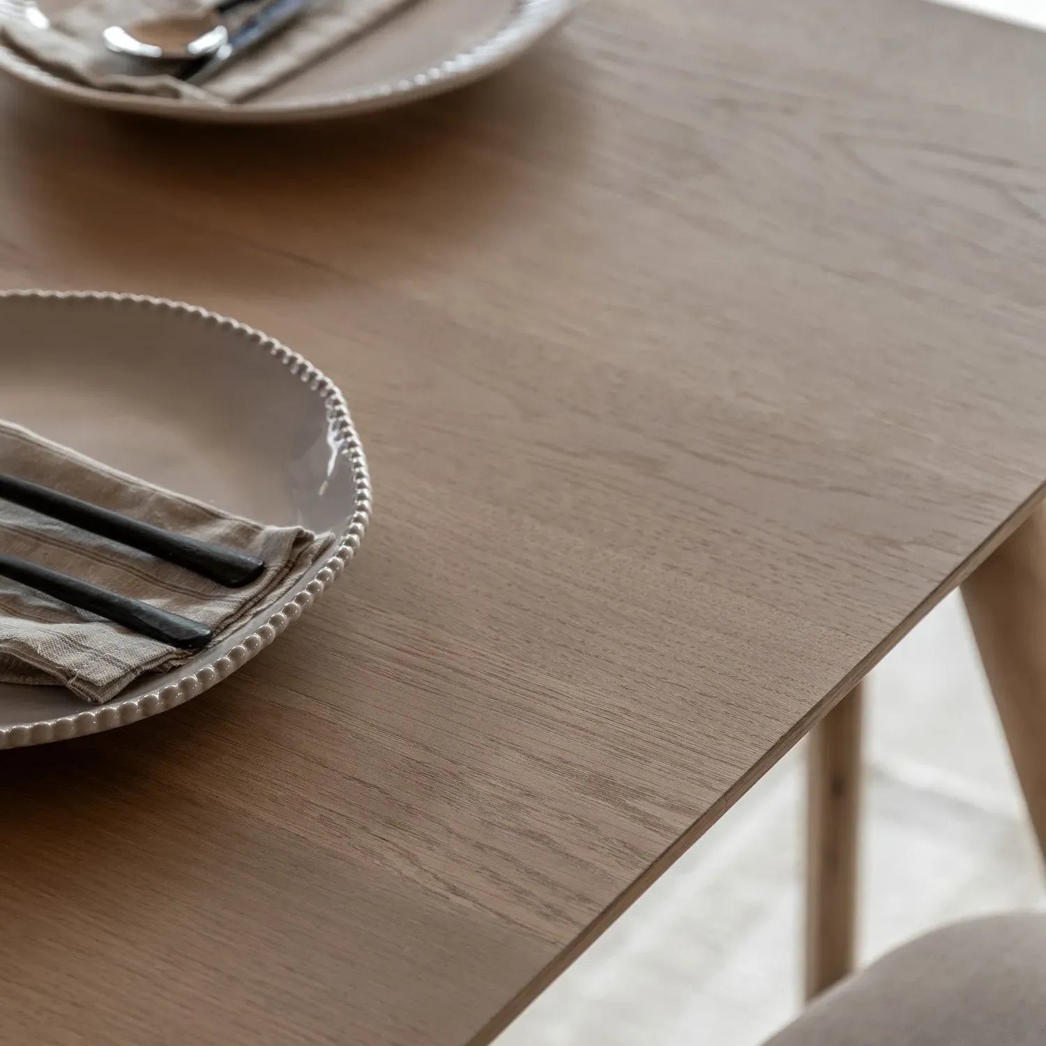 Large Dining Table - Brown, Oak Veneer