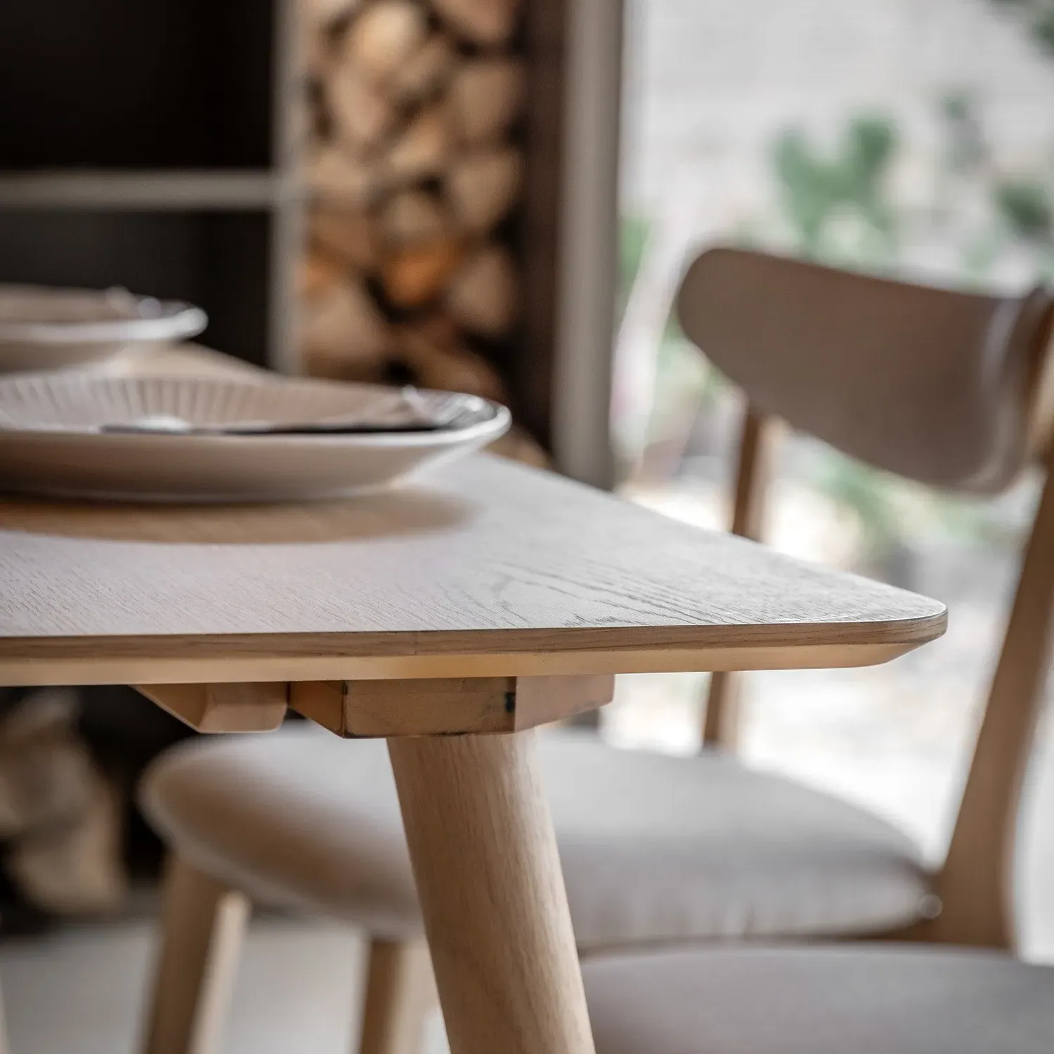 Large Dining Table - Brown, Oak Veneer
