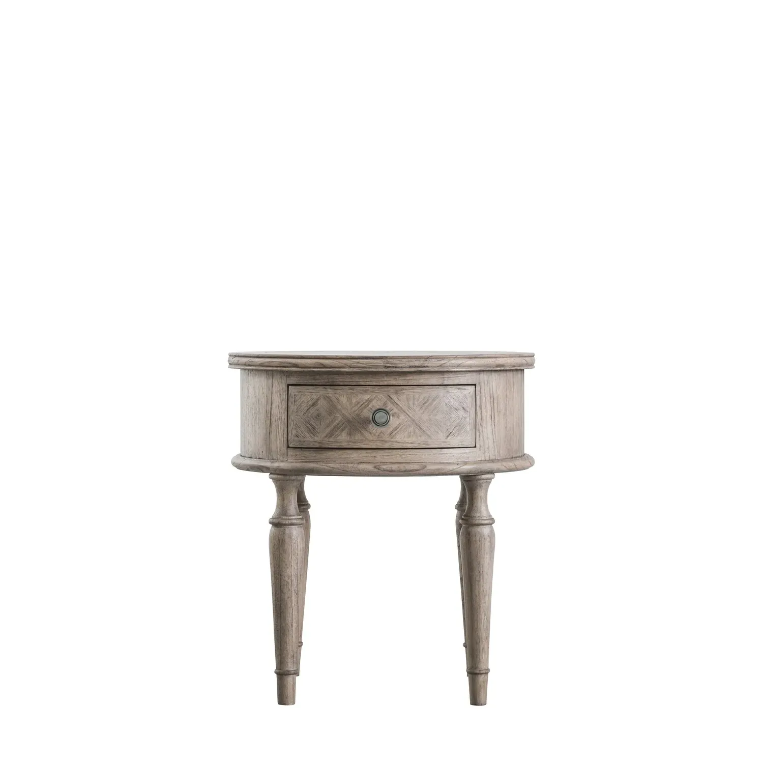 Large Round Side Table with Drawer - Brown, Wood