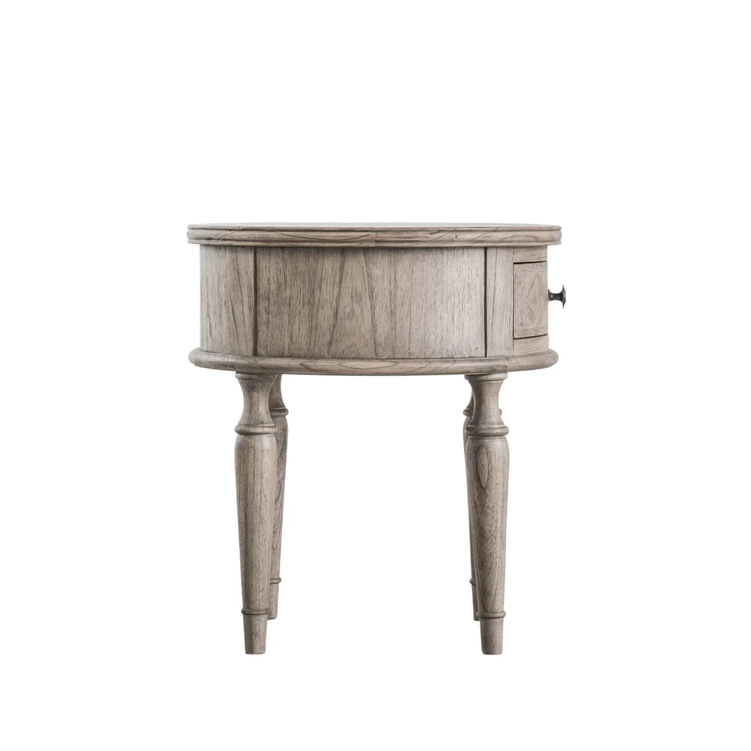 Large Round Side Table with Drawer - Brown, Wood