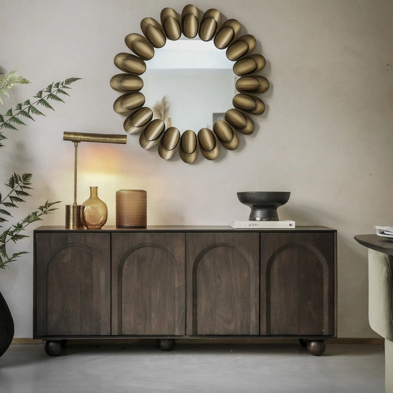 Large Sideboard with Ball Feet - Brown, Mango Wood