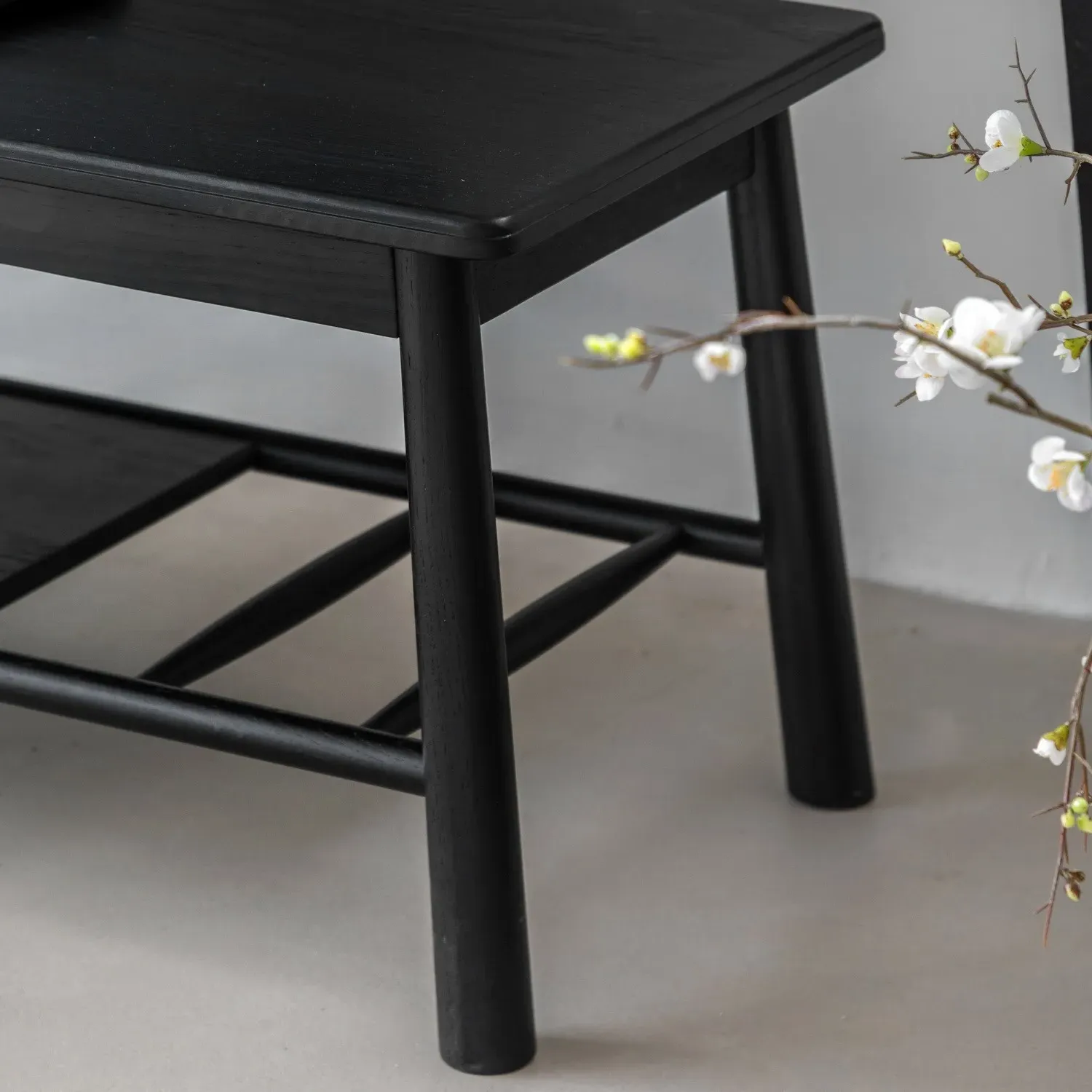 Large TV Stand with Shelf - Black, Oak
