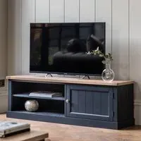 Large TV Stand with Storage - Navy Blue, Oak