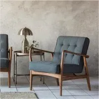 Mid Century Armchair - Grey, Fabric