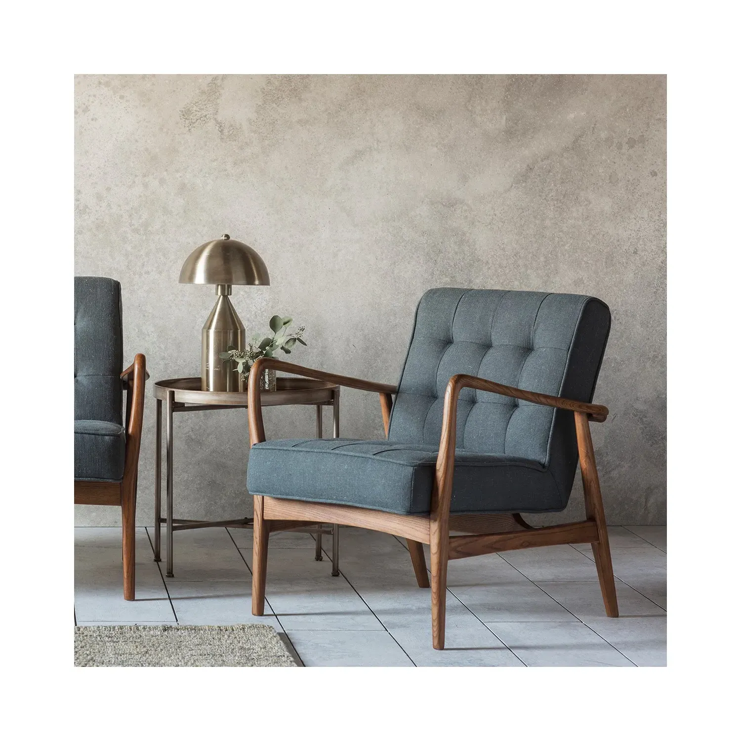 Mid Century Armchair - Grey, Fabric