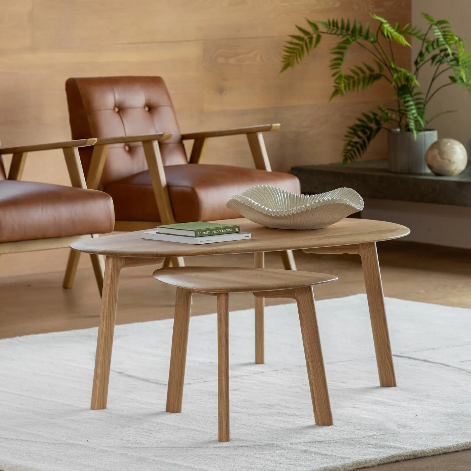 Nest of 2 Coffee Tables with Nesting - Brown, Oak image