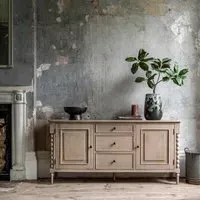 Oak Sideboard with Bobbin Detail - Brown, Oak