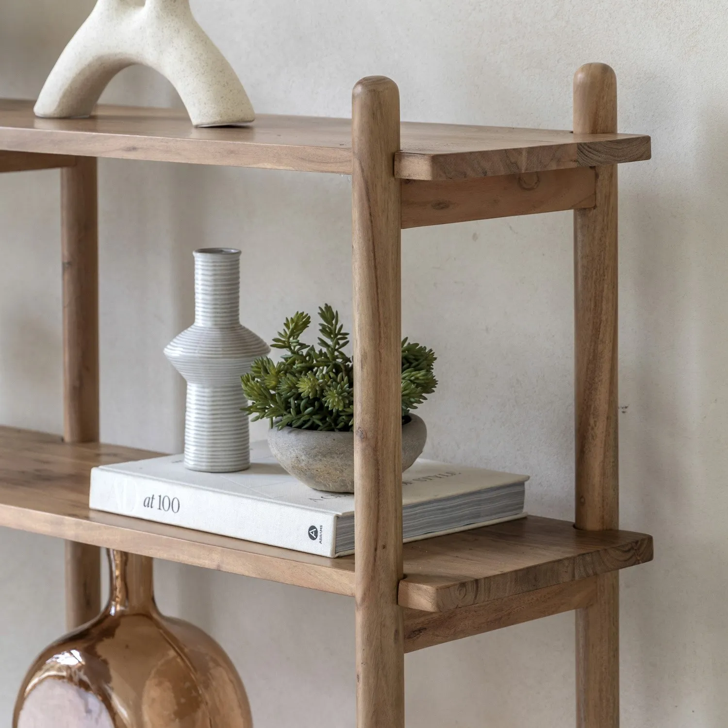 Open Bookcase with 4 Shelves - Brown, Mango Wood