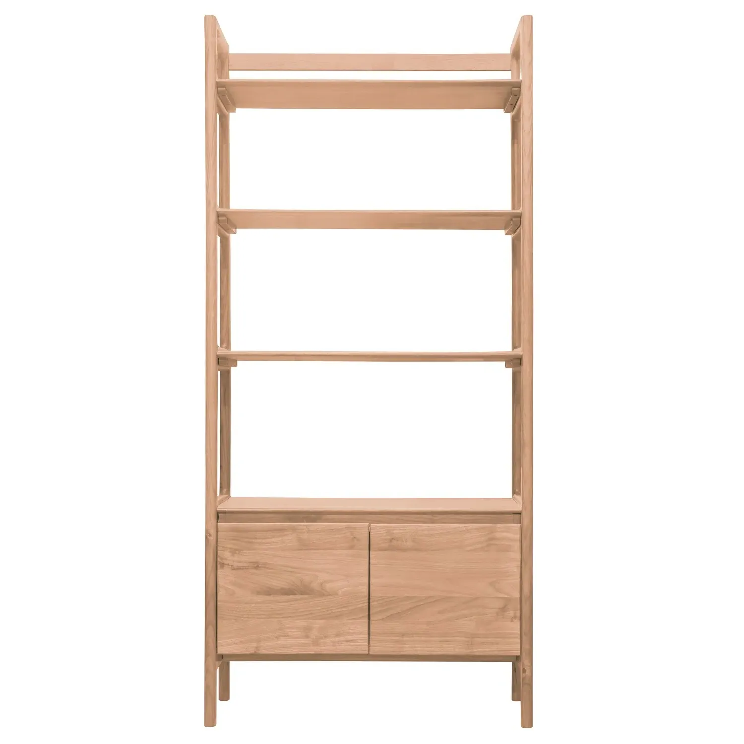 Open Bookcase with Storage - Brown, Solid Oak