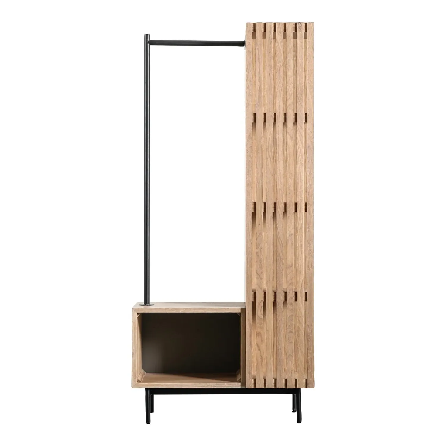 Open Wardrobe with Shelves - Black, Metal Oak