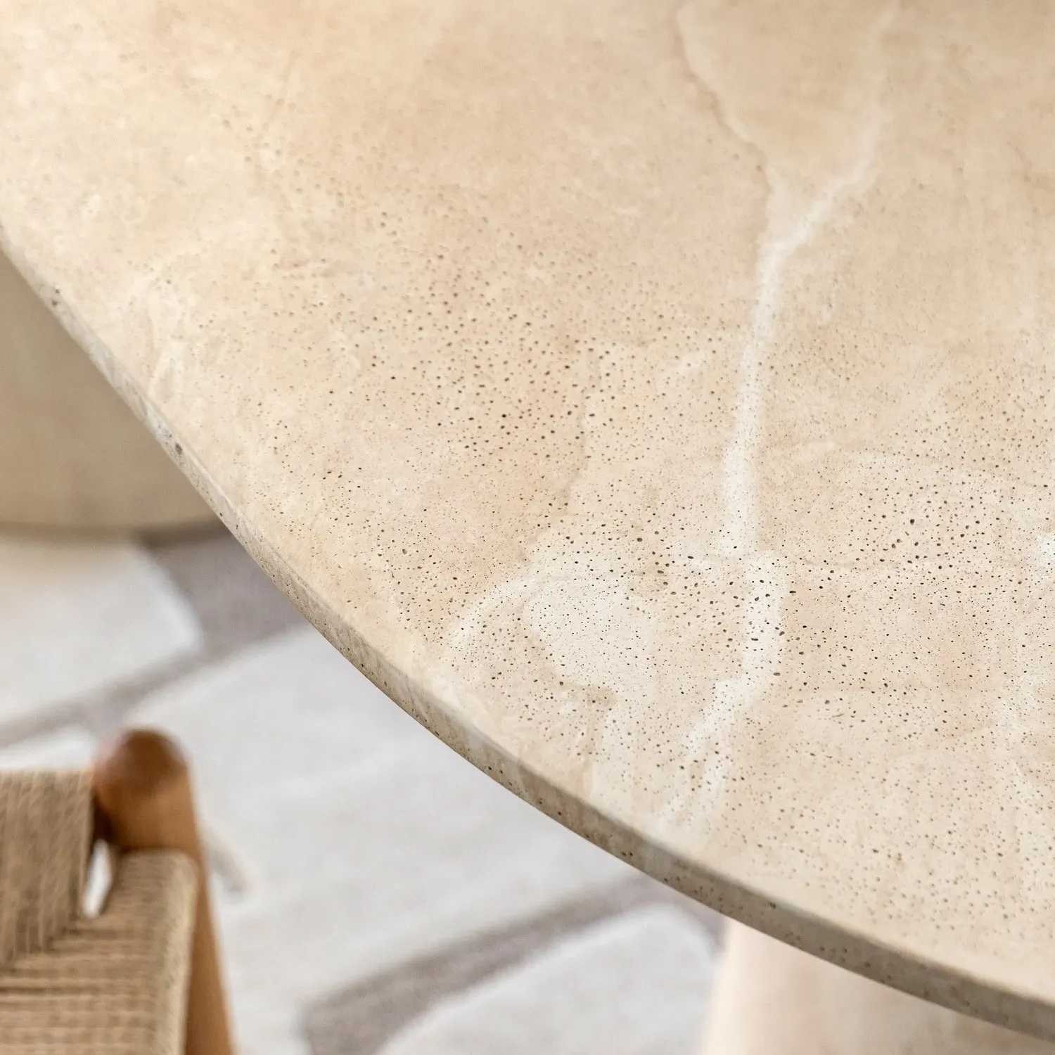 Oval Dining Table Seats 6 - Beige, Concrete