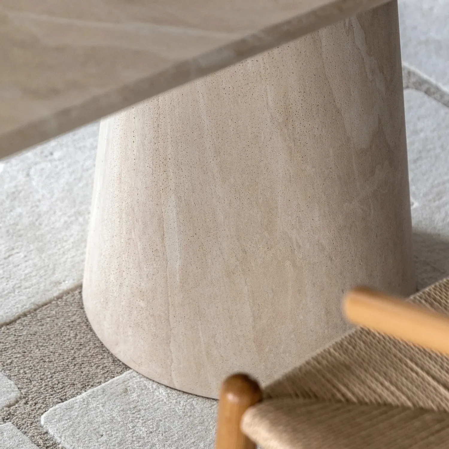 Oval Dining Table Seats 6 - Beige, Concrete