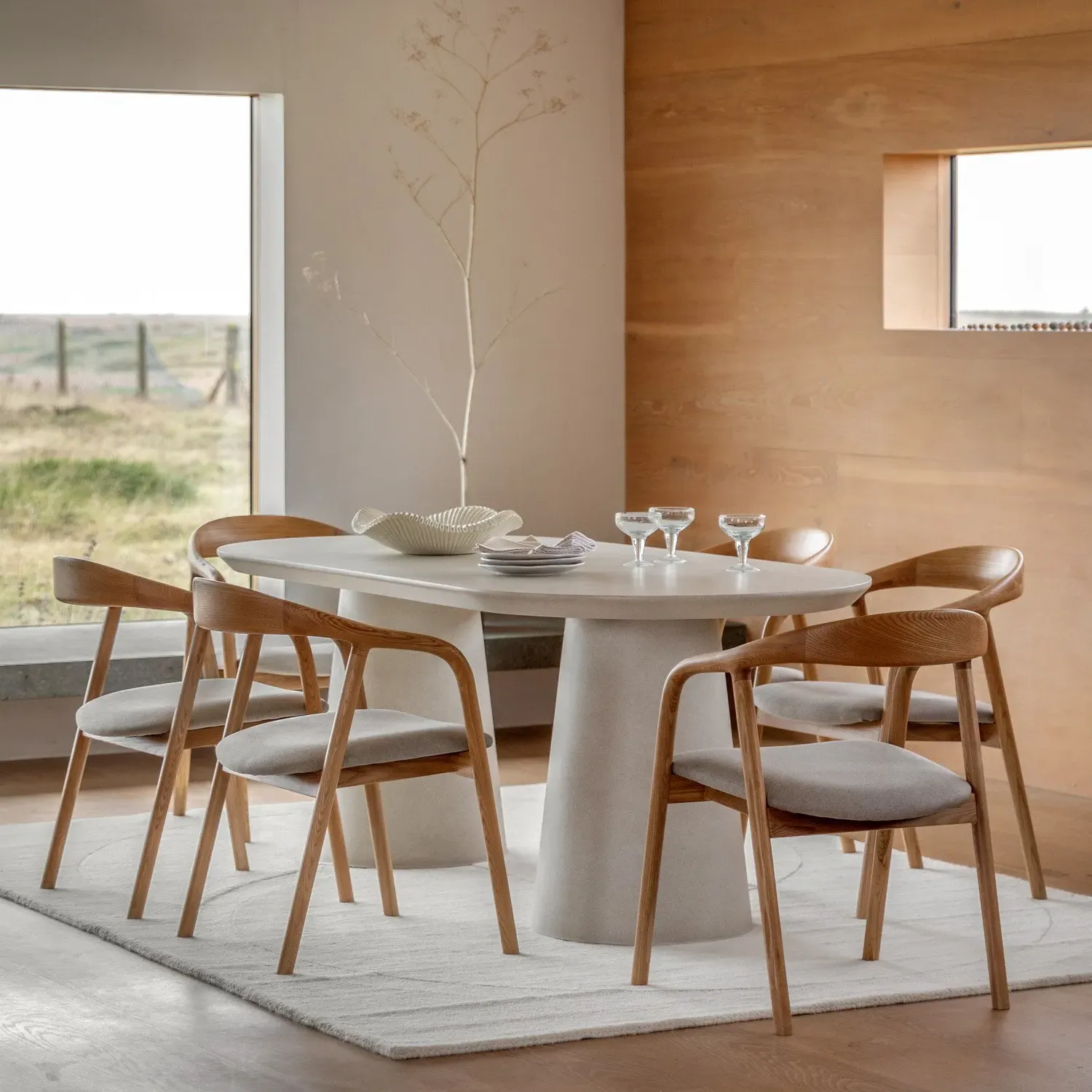 Oval Dining Table - White, Reinforced Concrete