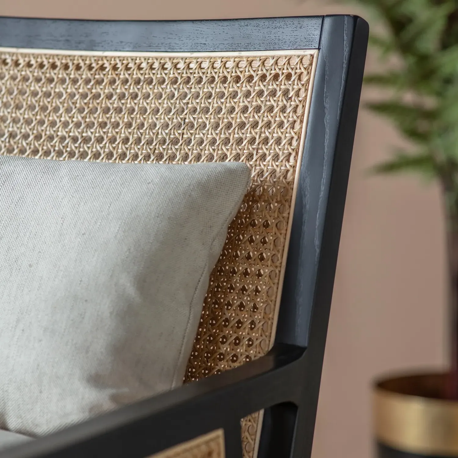Rattan Accent Chair with Cushions - Beige, Timber