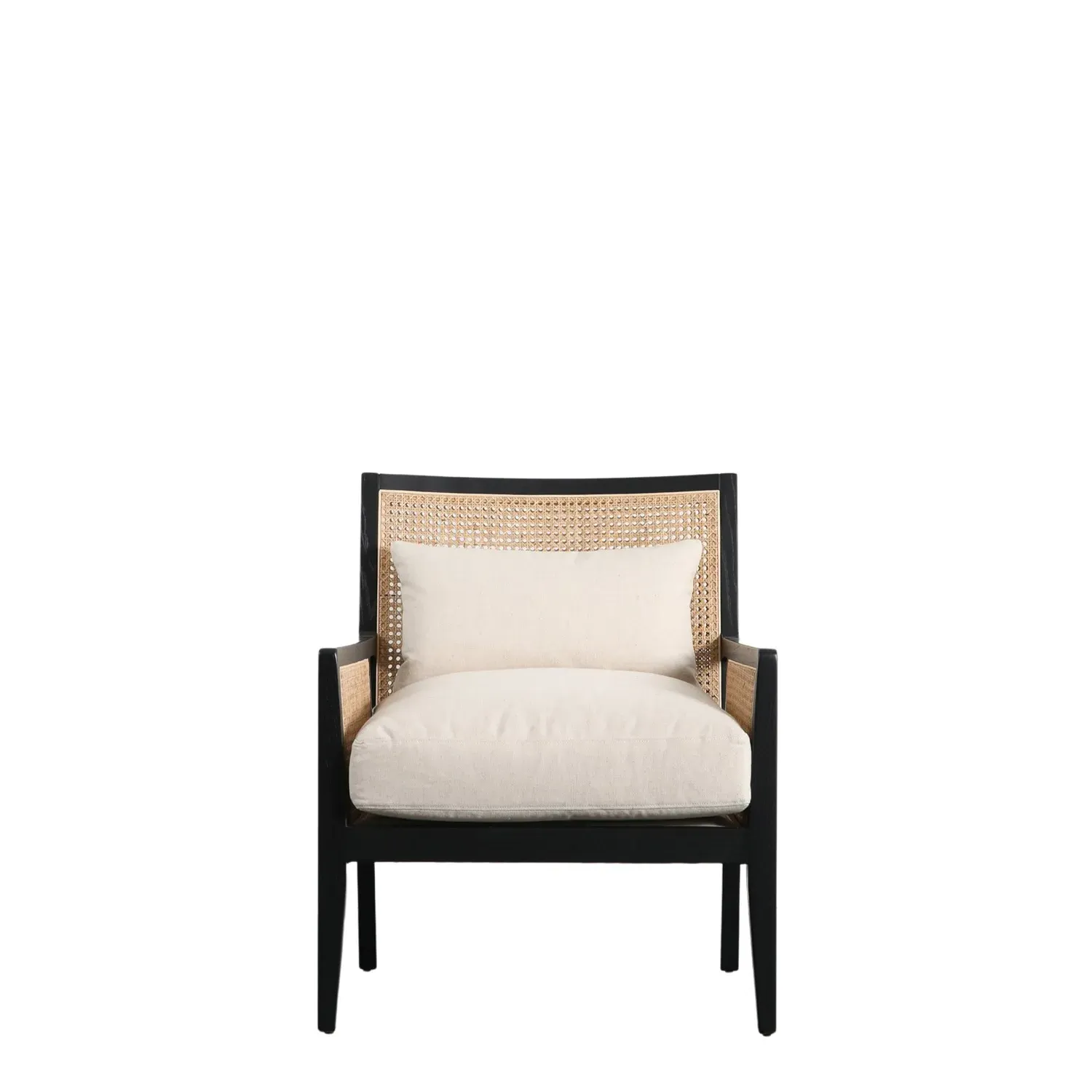 Rattan Accent Chair with Cushions - Beige, Timber
