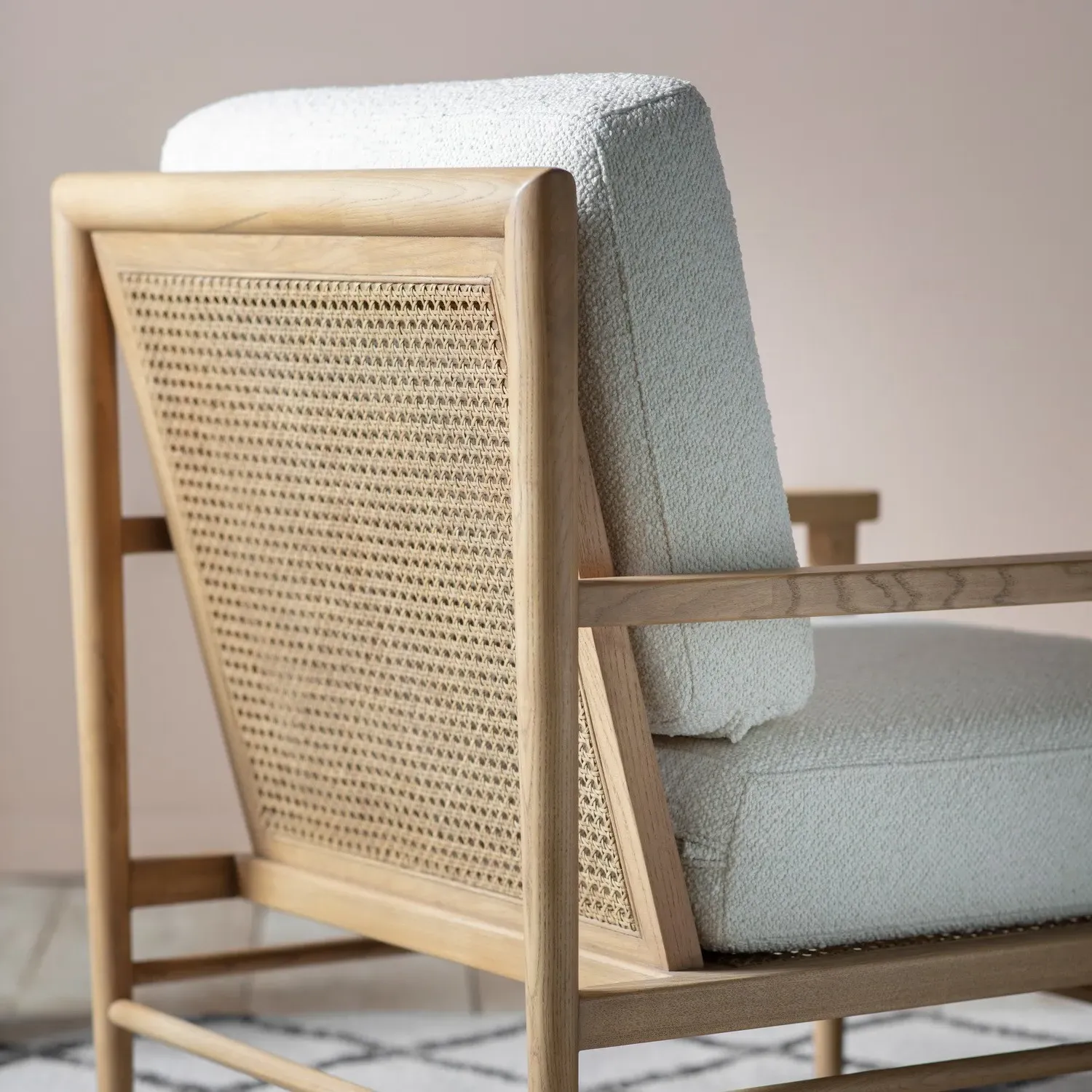 Rattan Accent Chair with Cushions - Cream, Oak