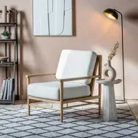 Rattan Accent Chair with Cushions - Cream, Oak