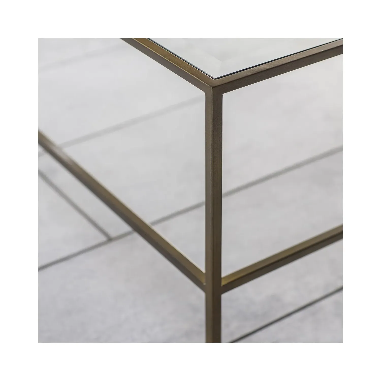 Rectangular Coffee Table with Storage - Gold, Glass