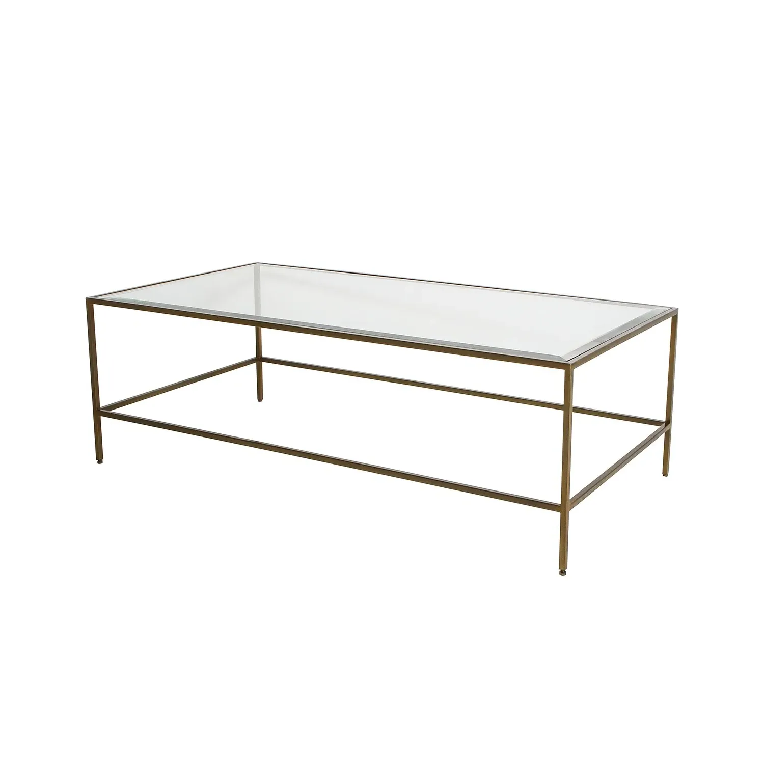 Rectangular Coffee Table with Storage - Gold, Glass