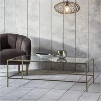 Rectangular Coffee Table with Storage - Gold, Glass