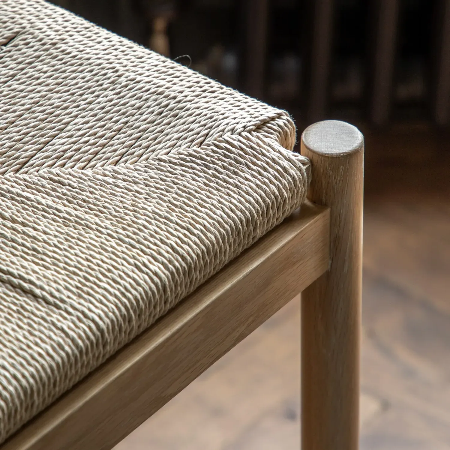 Rope Stool with Woven Seat - Natural, Oak