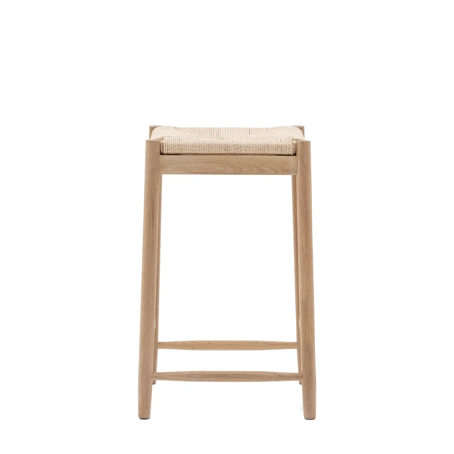 Rope Stool with Woven Seat - Natural, Oak image