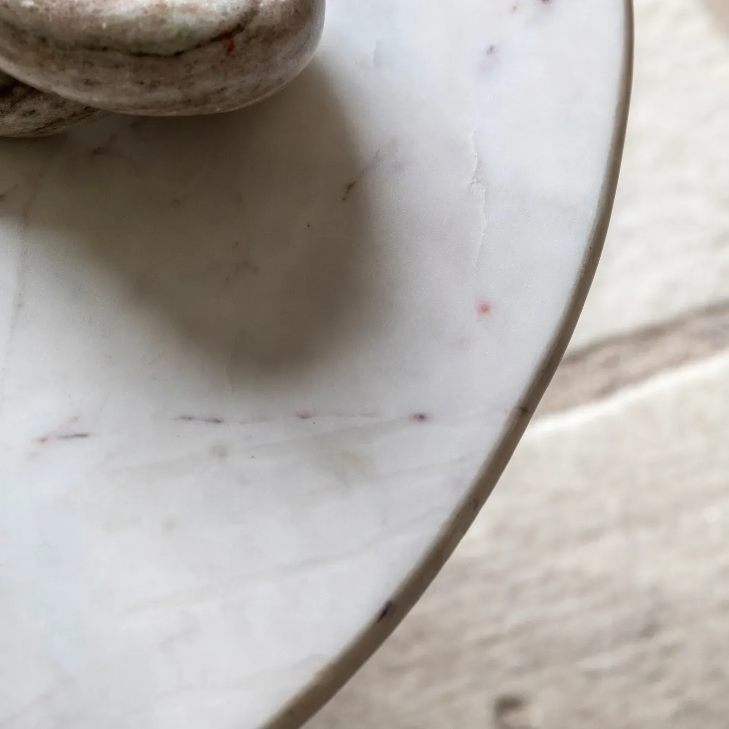 Round Coffee Table Fluted Base - Blue, Marble