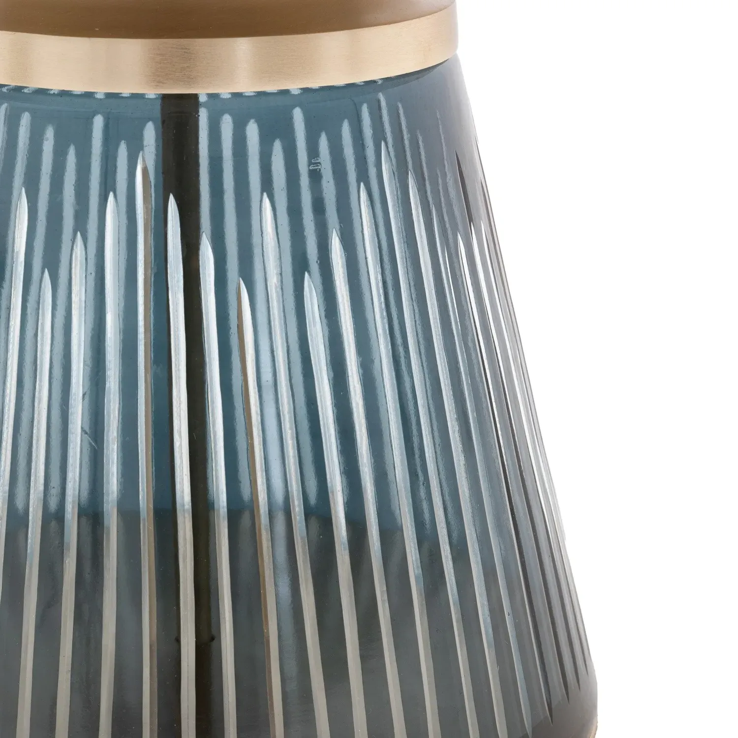 Round Coffee Table Fluted Base - Blue, Marble