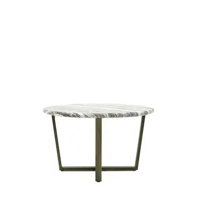 Round Coffee Table Marble Effect - Green, Metal