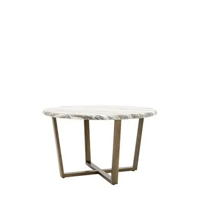 Round Coffee Table Marble Effect - Green, Metal