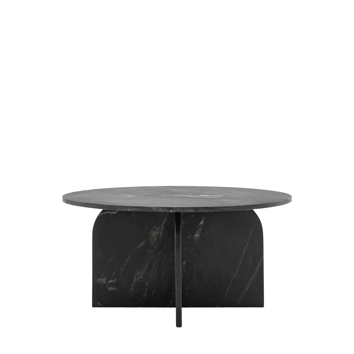 Round Coffee Table Sculptural Base - Black, Marble